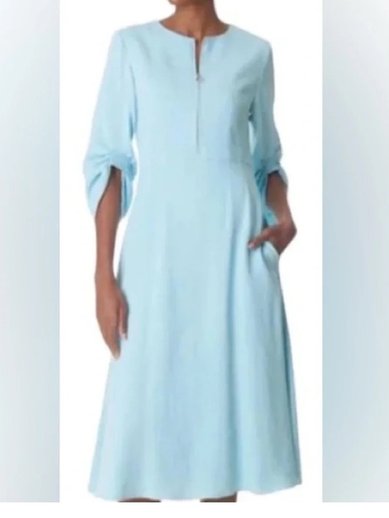 Tibi Dresses & Skirts - Tibi Marta Smocked Blue Linen Dress